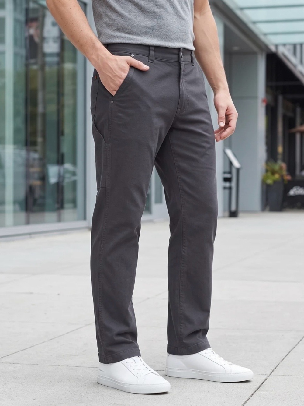 Eddie Bauer Pants Mens 36x32 Gray Canvas Utility Stretch Classic Fit Workwear